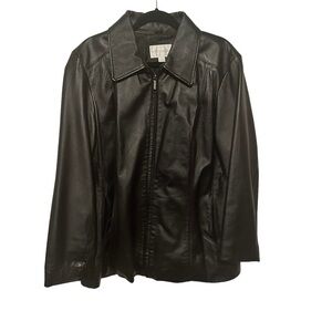 Worthington Vintage Black Leather Full Zip Jacket Size 1X